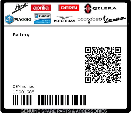 Product image: Piaggio - 1D001688 - Battery  0