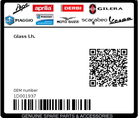 Product image: Piaggio - 1D001937 - Glass l.h.  0