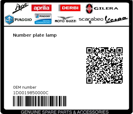 Product image: Piaggio - 1D0019850000C - Number plate lamp  0