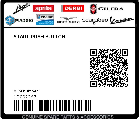 Product image: Piaggio - 1D002297 - START PUSH BUTTON  0
