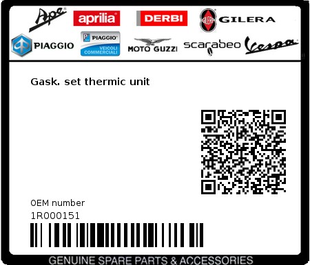 Product image: Piaggio - 1R000151 - Gask. set thermic unit  0