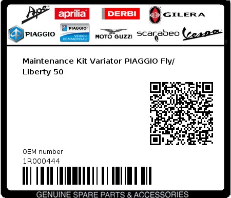 Product image: Piaggio - 1R000444 - Maintenance Kit Variator PIAGGIO Fly/ Liberty 50  0