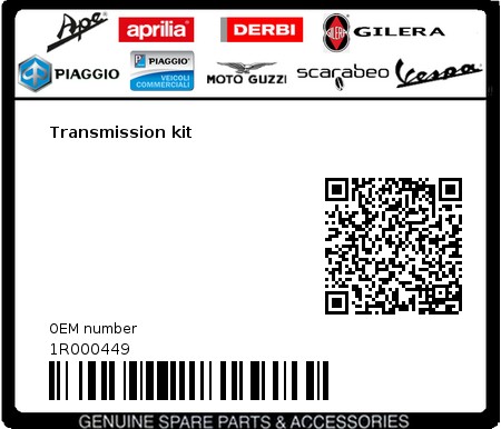 Product image: Piaggio - 1R000449 - Transmission kit  0