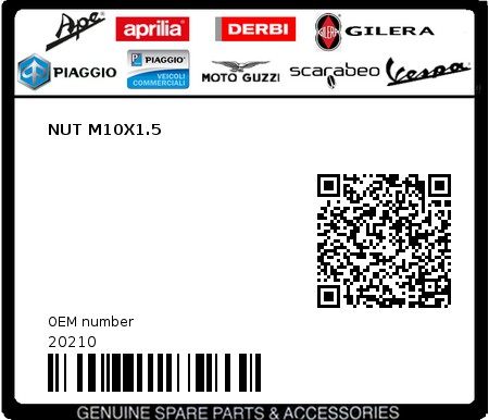 Product image: Piaggio - 20210 - NUT M10X1.5  0
