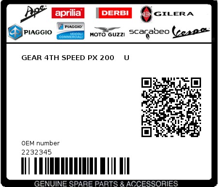 Product image: Piaggio - 2232345 - GEAR 4TH SPEED PX 200    U  0