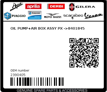Product image: Piaggio - 2390405 - OIL PUMP+AIR BOX ASSY PX ->8401845  0