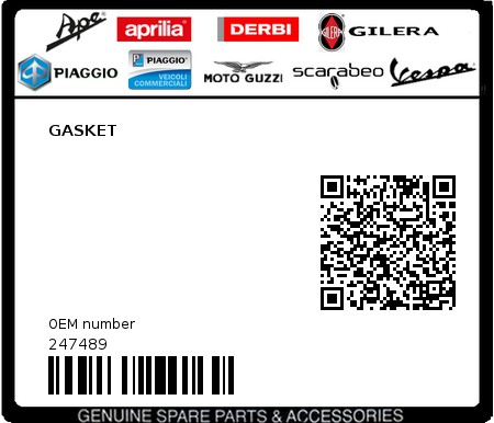 Product image: Piaggio - 247489 - GASKET  0