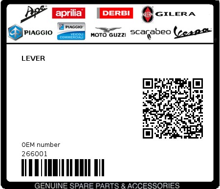 Product image: Piaggio - 266001 - LEVER  0