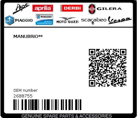 Product image: Piaggio - 2688755 - MANUBRIO**  0