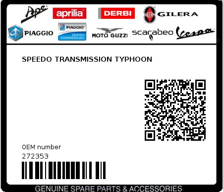 Product image: Piaggio - 272353 - SPEEDO TRANSMISSION TYPHOON  0