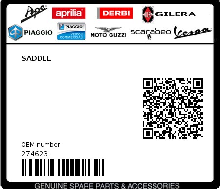 Product image: Piaggio - 274623 - SADDLE  0