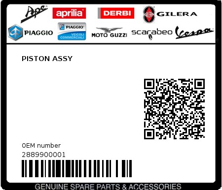 Product image: Piaggio - 2889900001 - PISTON ASSY  0
