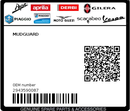 Product image: Piaggio - 2943590087 - MUDGUARD  0