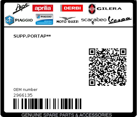 Product image: Piaggio - 2966135 - SUPP.PORTAP**  0