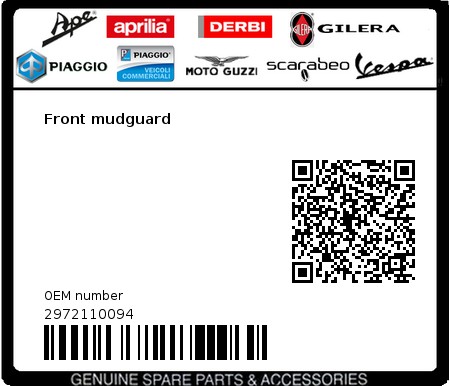 Product image: Piaggio - 2972110094 - Front mudguard  0