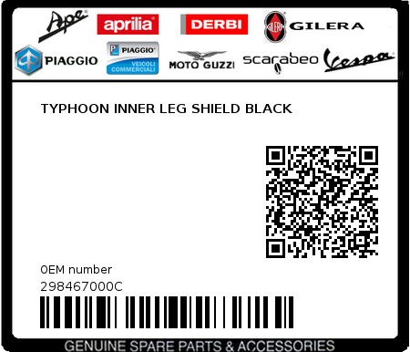 Product image: Piaggio - 298467000C - TYPHOON INNER LEG SHIELD BLACK  0