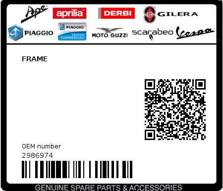 Product image: Piaggio - 2986974 - FRAME  0