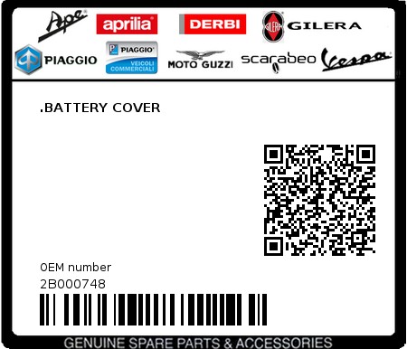 Product image: Piaggio - 2B000748 - .BATTERY COVER  0