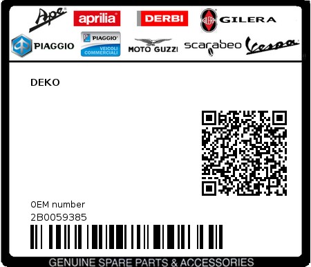 Product image: Piaggio - 2B0059385 - DEKO  0