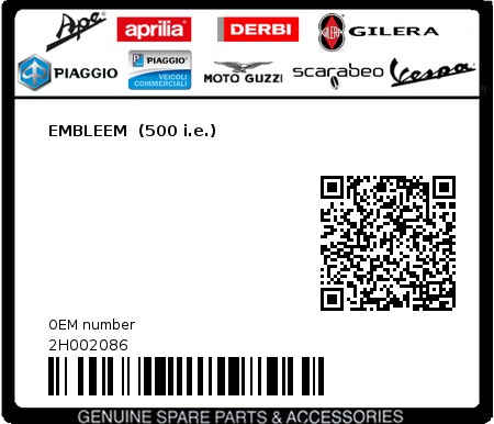 Product image: Piaggio - 2H002086 - EMBLEEM  (500 i.e.)  0