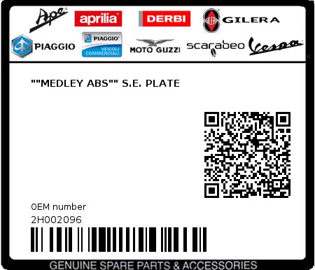 Product image: Piaggio - 2H002096 - ""MEDLEY ABS"" S.E. PLATE  0