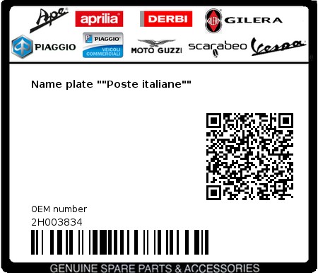 Product image: Piaggio - 2H003834 - Name plate ""Poste italiane""  0