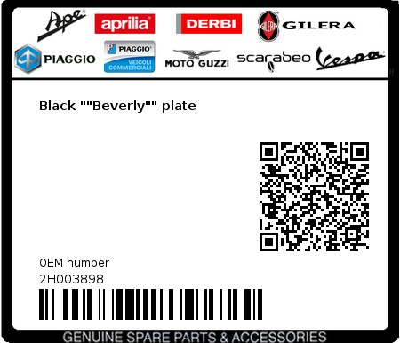 Product image: Piaggio - 2H003898 - Black ""Beverly"" plate  0