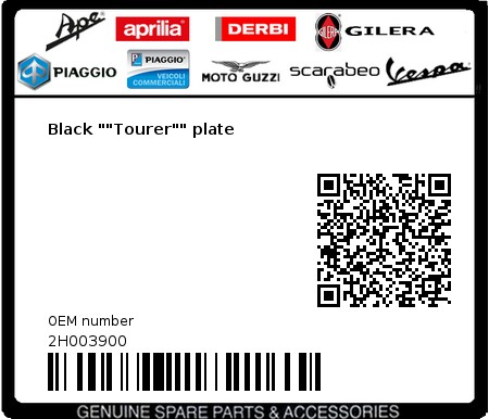 Product image: Piaggio - 2H003900 - Black ""Tourer"" plate  0