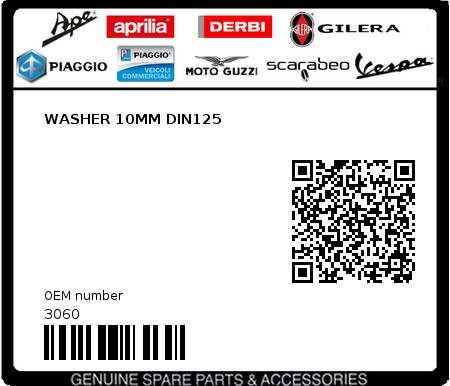 Product image: Piaggio - 3060 - WASHER 10MM DIN125  0
