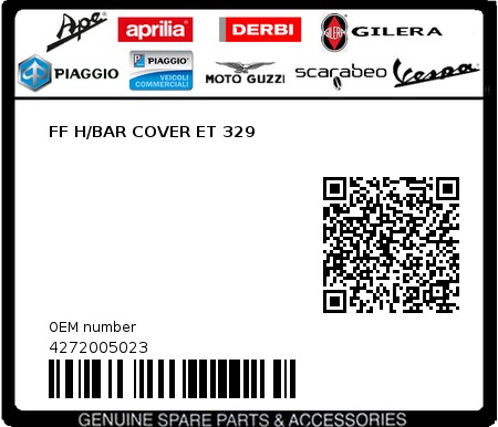 Product image: Piaggio - 4272005023 - FF H/BAR COVER ET 329  0
