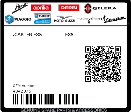 Product image: Piaggio - 4342375 - .CARTER EXS                EXS  0