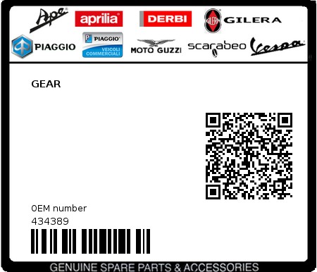 Product image: Piaggio - 434389 - GEAR  0
