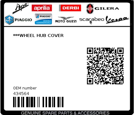 Product image: Piaggio - 434564 - ***WHEEL HUB COVER  0