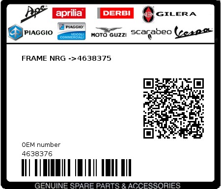 Product image: Piaggio - 4638376 - FRAME NRG ->4638375  0