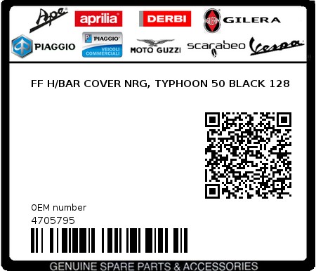 Product image: Piaggio - 4705795 - FF H/BAR COVER NRG, TYPHOON 50 BLACK 128  0