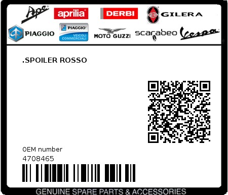 Product image: Piaggio - 4708465 - .SPOILER ROSSO  0
