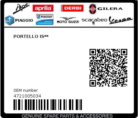 Product image: Piaggio - 4721005034 - PORTELLO IS**  0
