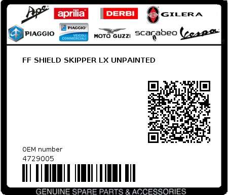Product image: Piaggio - 4729005 - FF SHIELD SKIPPER LX UNPAINTED  0