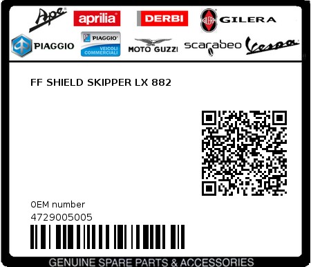 Product image: Piaggio - 4729005005 - FF SHIELD SKIPPER LX 882  0