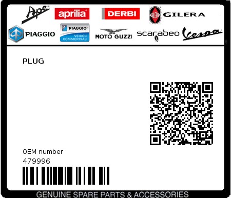 Product image: Piaggio - 479996 - PLUG  0