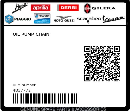 Product image: Piaggio - 4837772 - OIL PUMP CHAIN  0