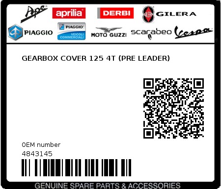 Product image: Piaggio - 4843145 - GEARBOX COVER 125 4T (PRE LEADER)  0