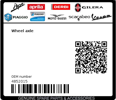 Product image: Piaggio - 4852015 - Wheel axle  0