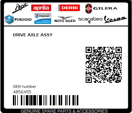 Product image: Piaggio - 4856455 - DRIVE AXLE ASSY  0