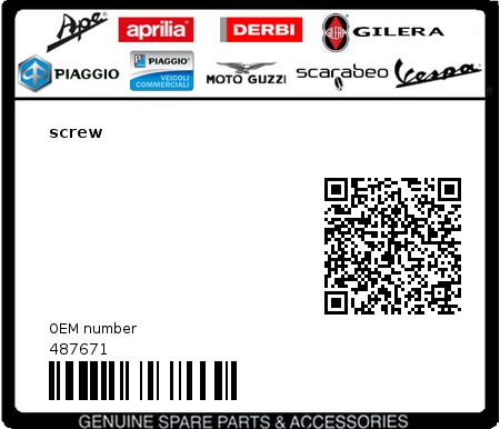 Product image: Piaggio - 487671 - screw  0