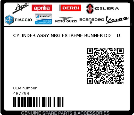 Product image: Piaggio - 487793 - CYLINDER ASSY NRG EXTREME RUNNER DD    U  0