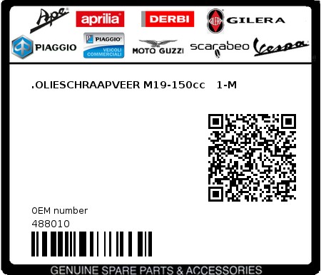 Product image: Piaggio - 488010 - .OLIESCHRAAPVEER M19-150cc   1-M  0