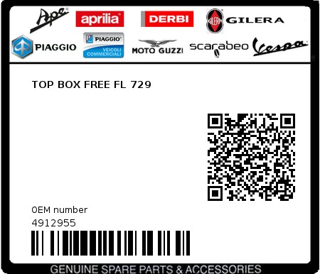 Product image: Piaggio - 4912955 - TOP BOX FREE FL 729  0