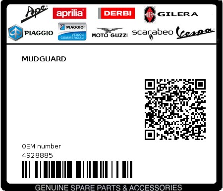 Product image: Piaggio - 4928885 - MUDGUARD  0