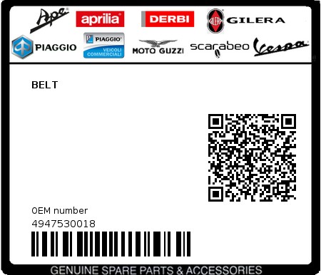 Product image: Piaggio - 4947530018 - BELT  0